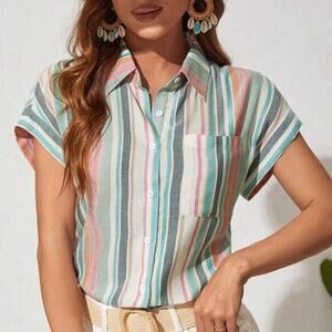 SHEIN Striped Button‎ Front Summer Women’s 2XL